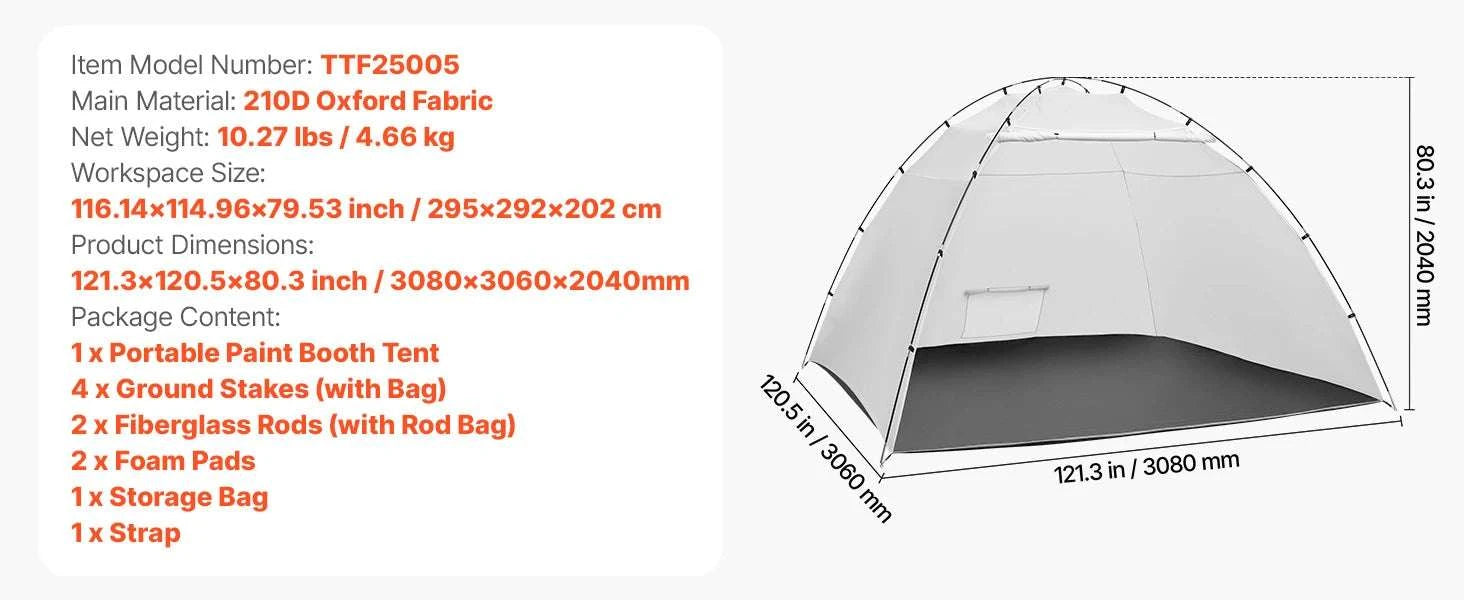 Portable Paint Booth Tent with Floor Large Spray Shelter-White Stand S / france