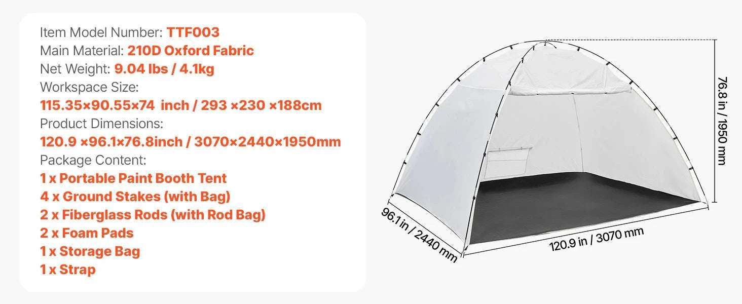 Portable Paint Booth Tent with Floor Large Spray Shelter-White Stand S / france
