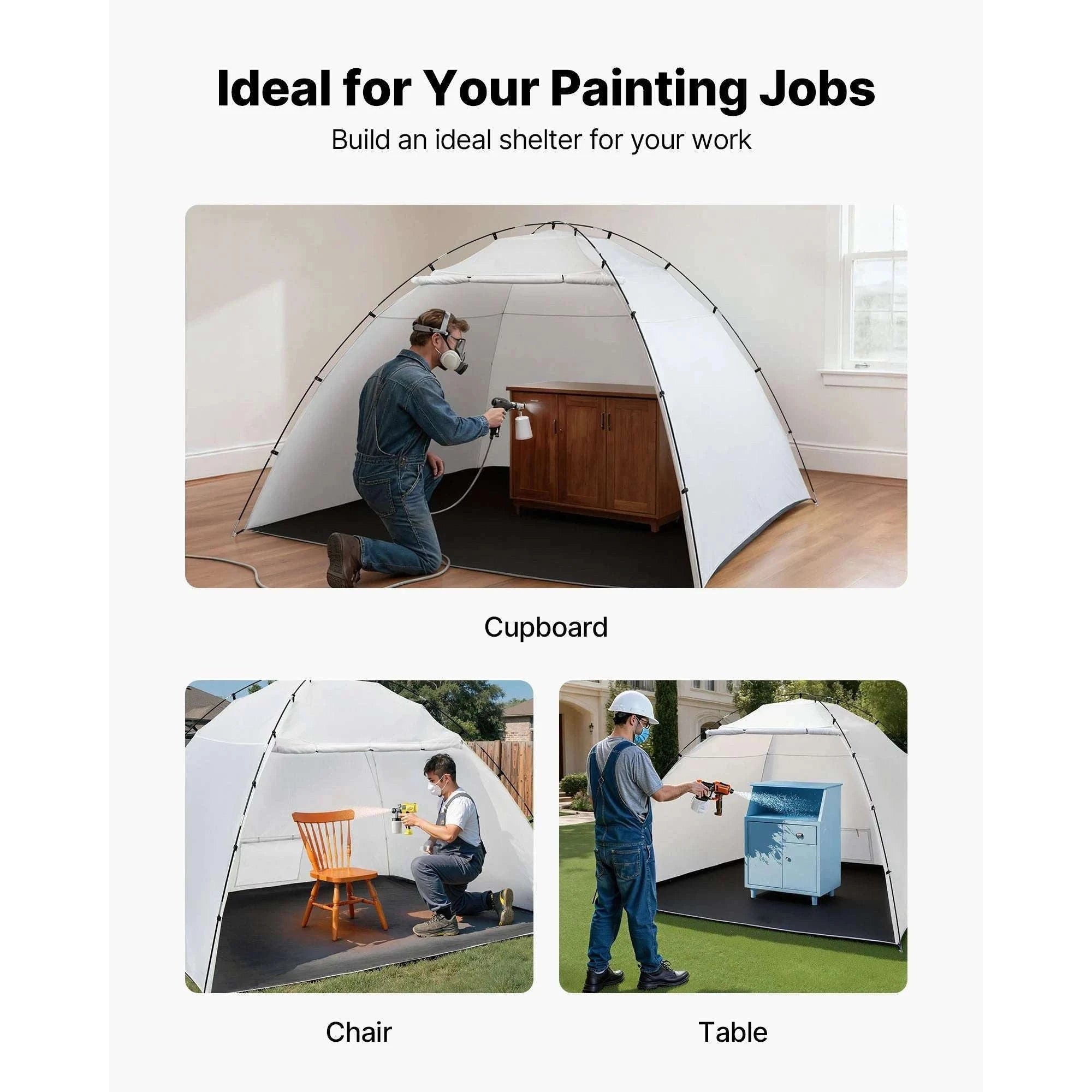 Portable Paint Booth Tent with Floor Large Spray Shelter-White Stand S / france