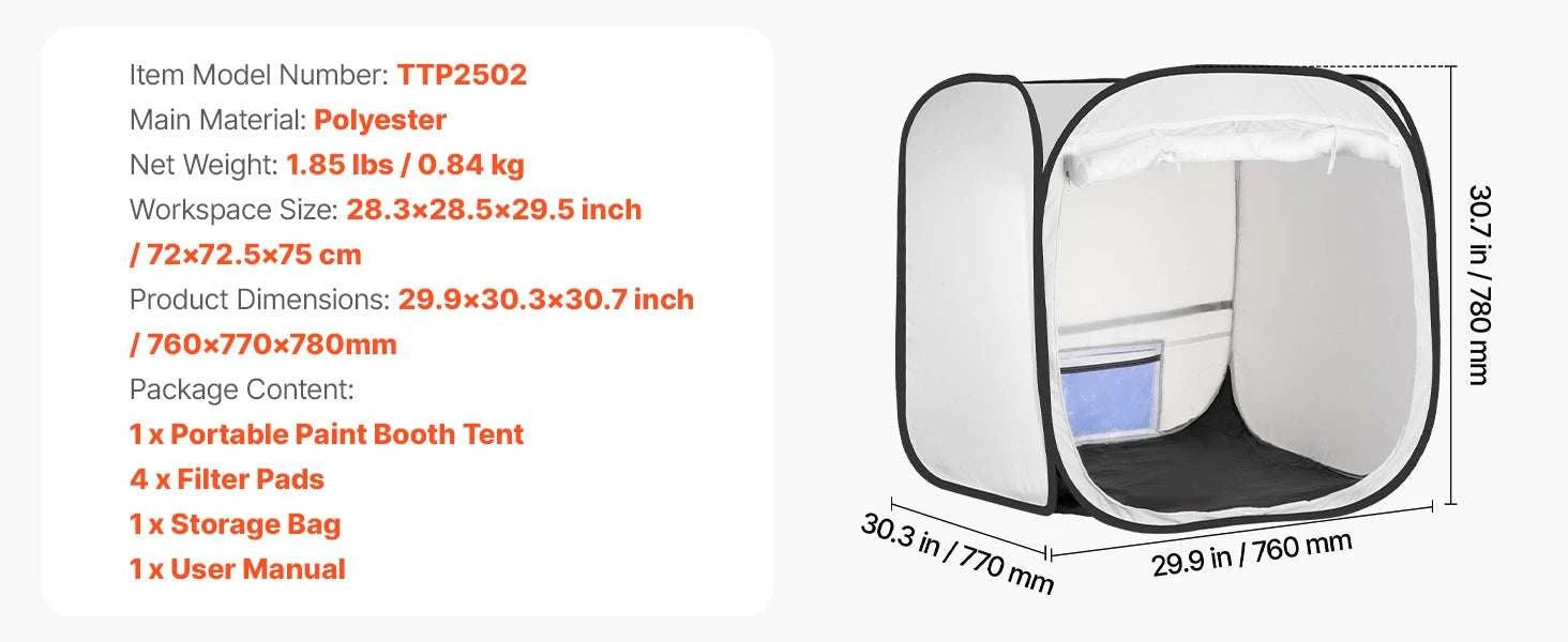 Portable Paint Booth Tent with Floor Large Spray Shelter-White Stand S / france