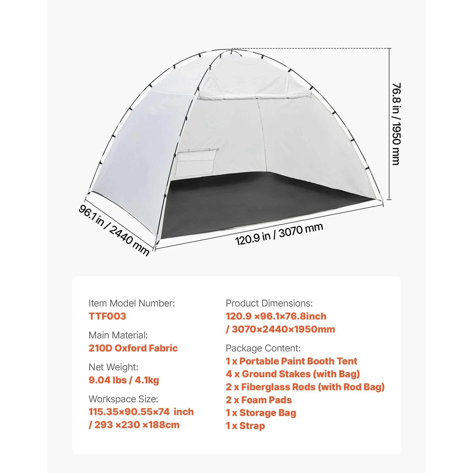 Portable Paint Booth Tent with Floor Large Spray Shelter-White Stand S / france