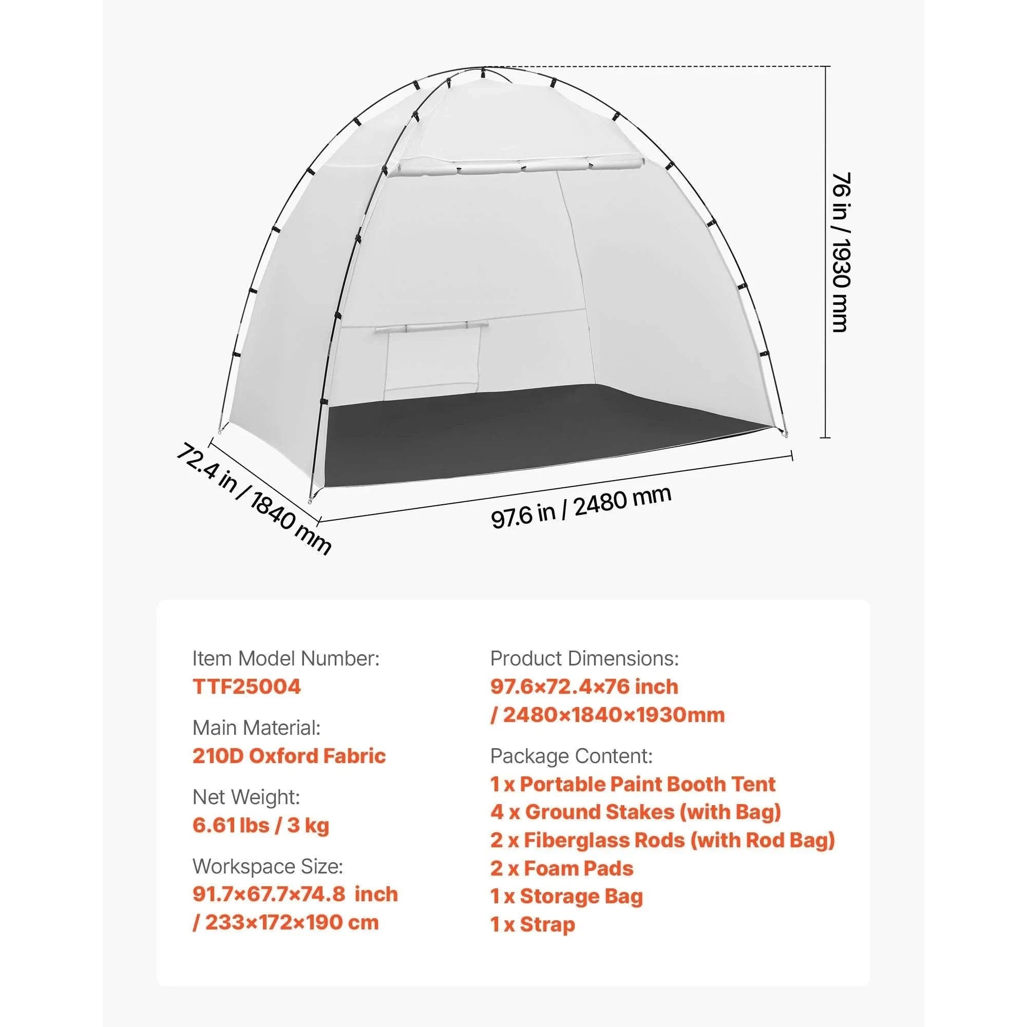 Portable Paint Booth Tent with Floor Large Spray Shelter-White Stand S / france