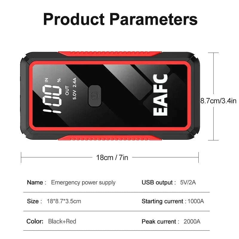 Portable Power Bank Car Jump Starter 600A / 1200A / 2000A-1200A Blue / spain