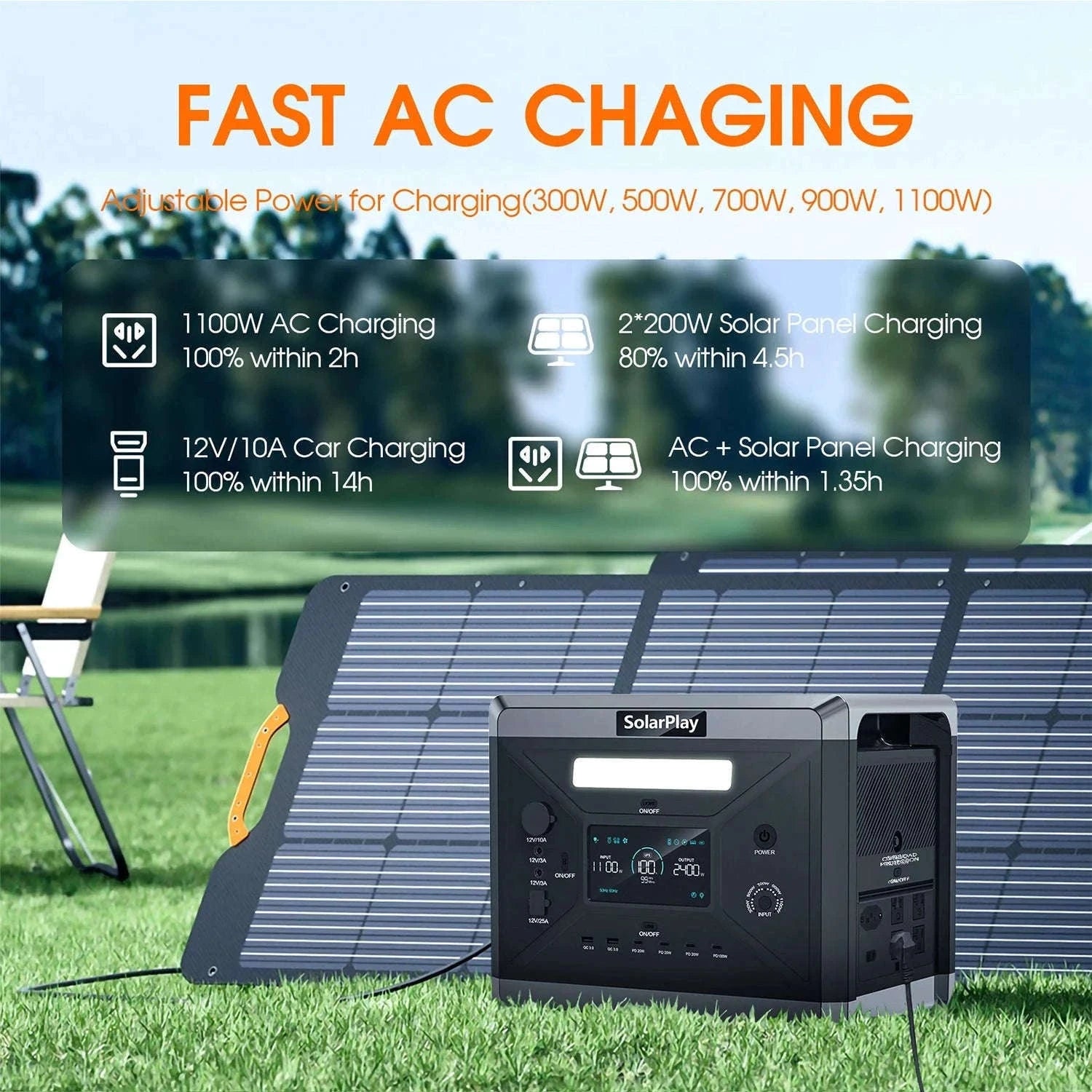 Portable Power Station 2160Wh 2400W Solar Generator Backup-GERMANY / EU