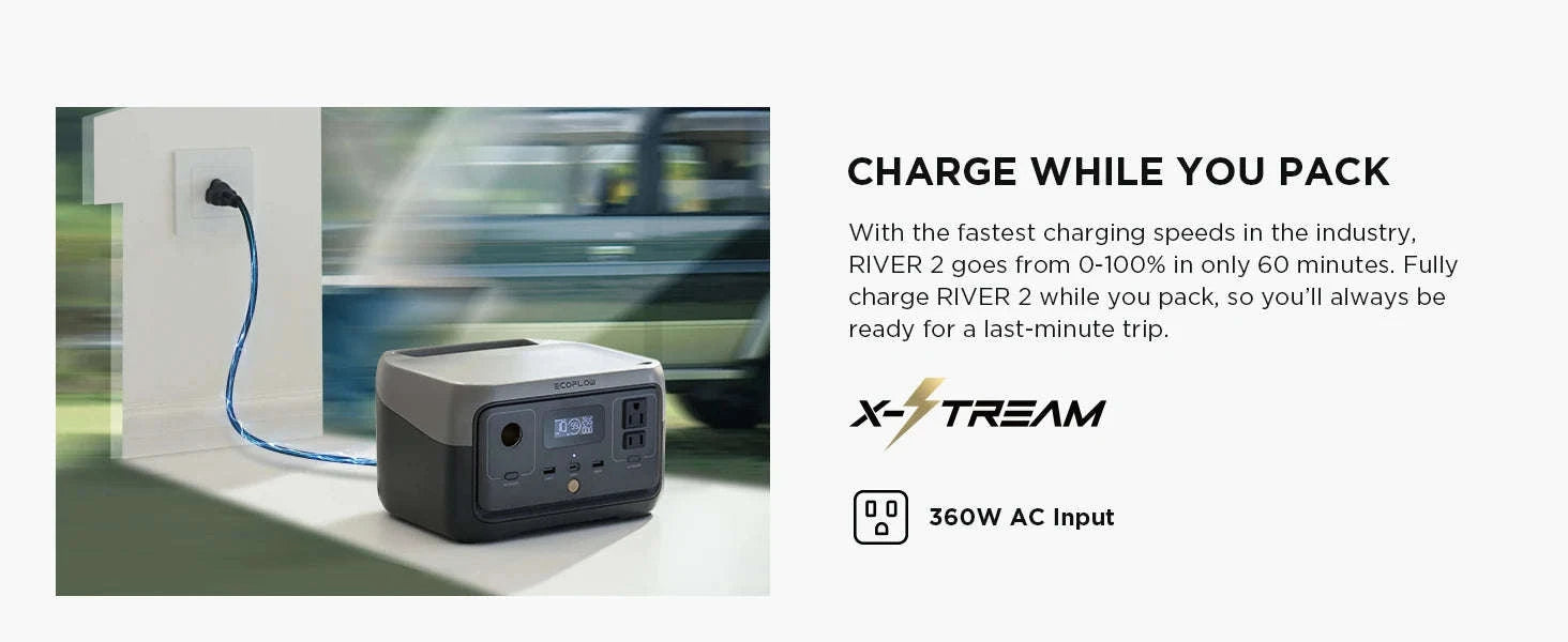 Portable Power Station 240Wh LiFePO4 Battery 600W-River 2w110WSP / United States / US