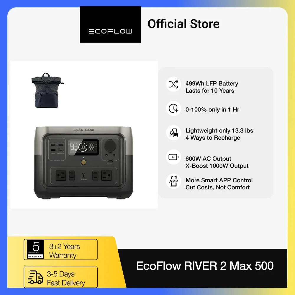 Portable Power Station 499Wh with Bag-River 2 Max 499Wh / United States / US