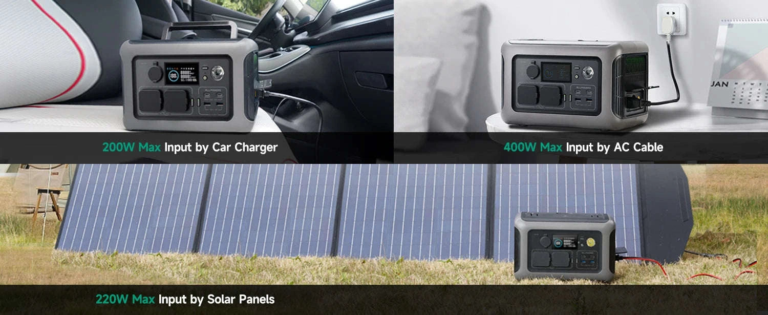 Portable Power Station 600W 299Wh LiFePO4 Solar Generator-R600-Black / france / UK