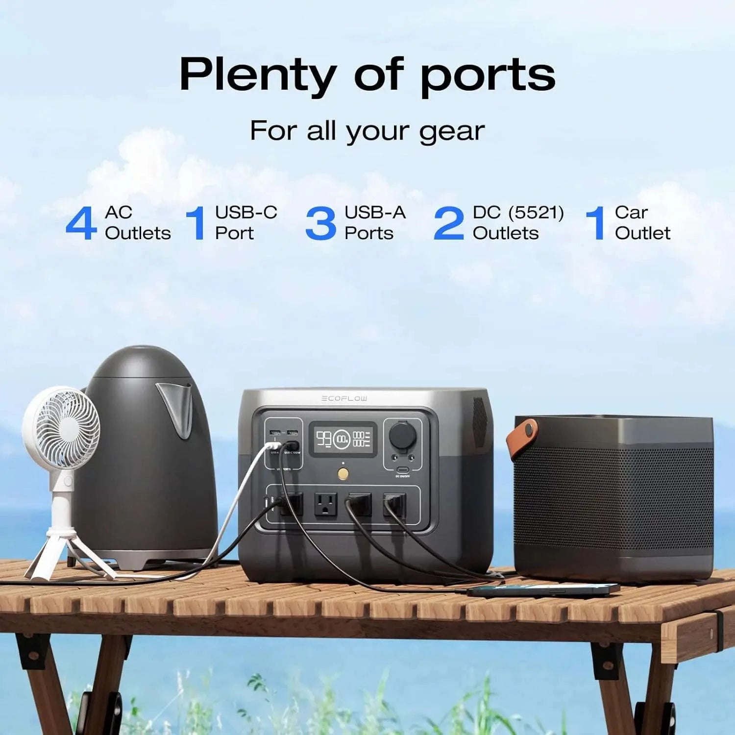Portable Power Station 716Wh LiFePO4 Battery with 4 AC Outlets-River 2 Pro 716Wh / United States / US
