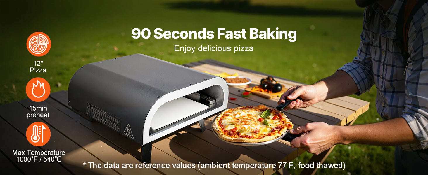 Portable Propane Outdoor Pizza Oven 12 Inch with Pizza Stone and Carry Bag-American Standard / United States