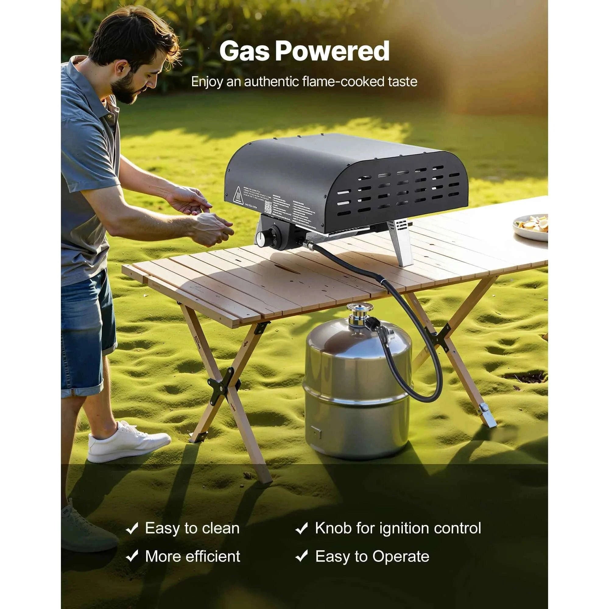 Portable Propane Outdoor Pizza Oven 12 Inch with Pizza Stone and Carry Bag-American Standard / United States