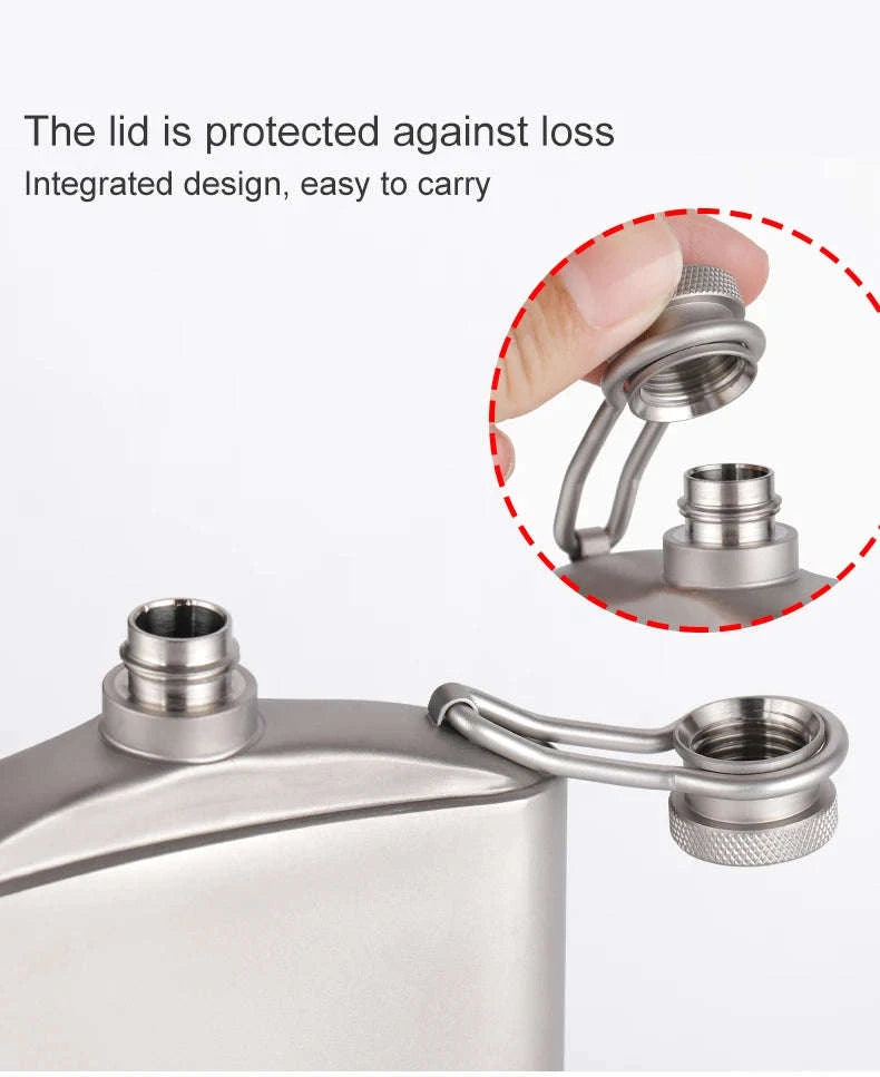 Portable Pure Titanium Hip Flask with Funnel, 200ml/260ml-Ta8603S-200ml