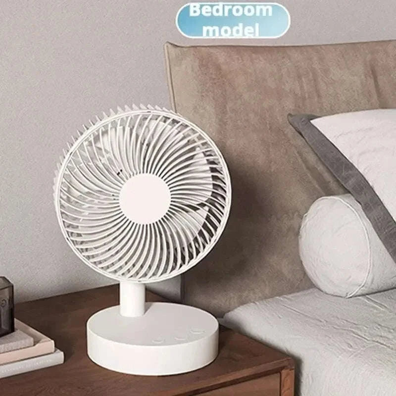 Portable Rechargeable Desk Fan – 4-Speed White Cooling Companion-WHITE