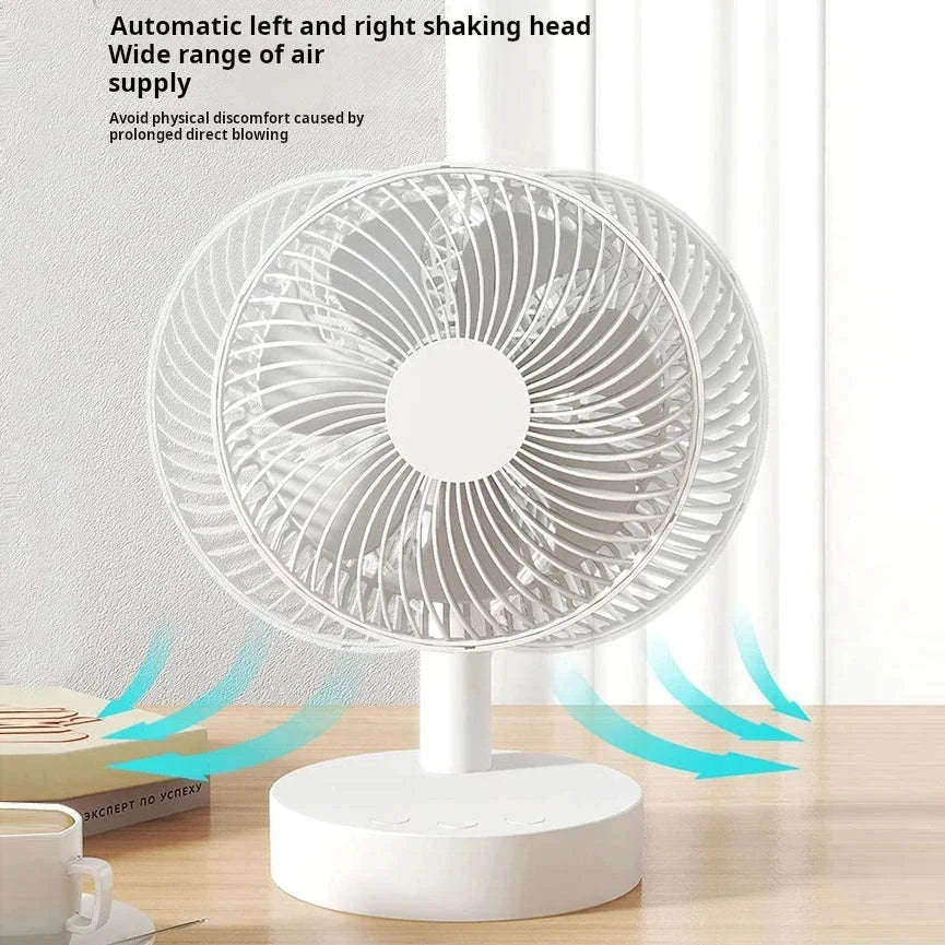 Portable Rechargeable Desk Fan – 4-Speed White Cooling Companion-WHITE