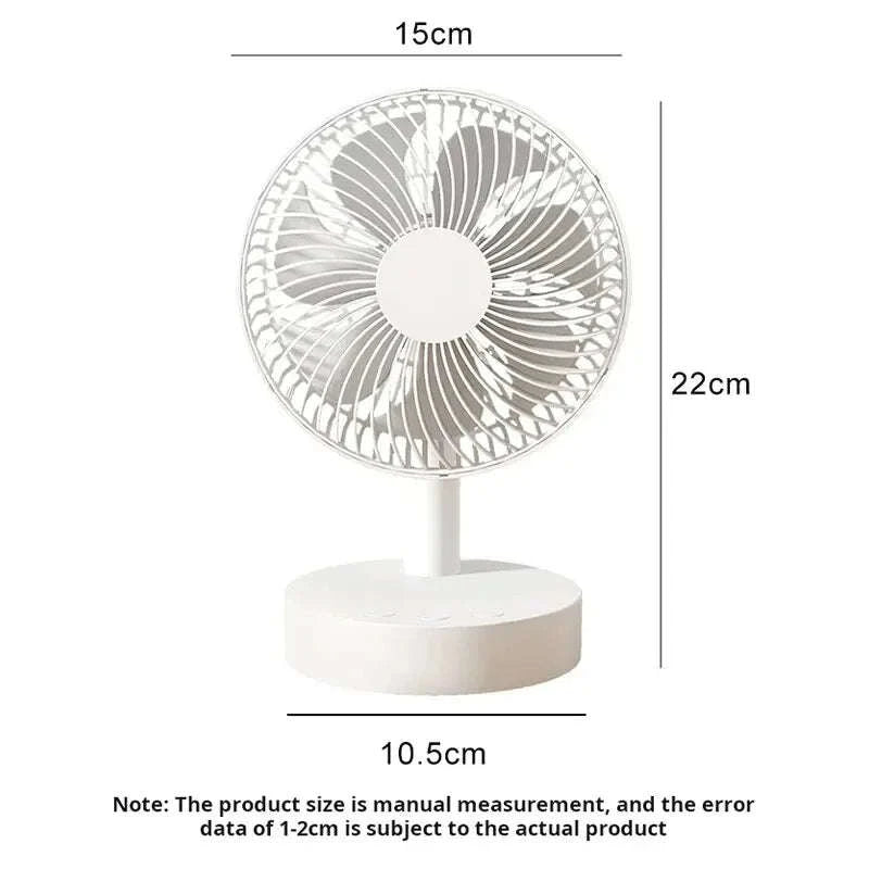 Portable Rechargeable Desk Fan – 4-Speed White Cooling Companion-WHITE