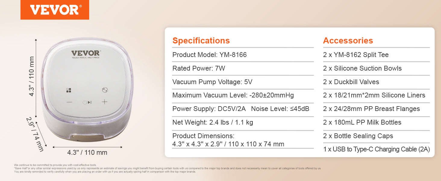 Portable Rechargeable Double Electric Breast Pump with LED Display-YM-8166 / CZECH REPUBLIC