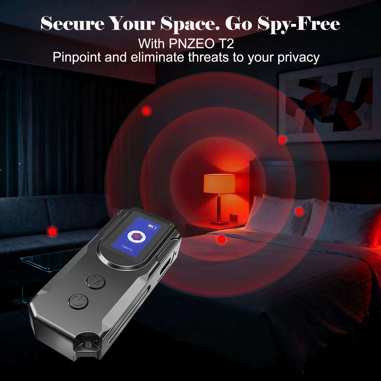 Portable RF Signal Scanner with HD Display Hidden Camera Detector-black