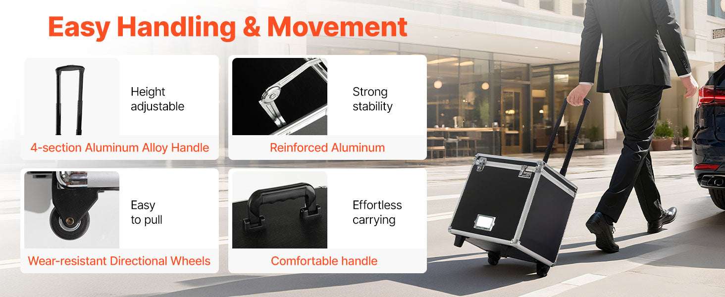 Portable Rolling File Storage Box with Lock & Telescopic Handle-16inch / United States
