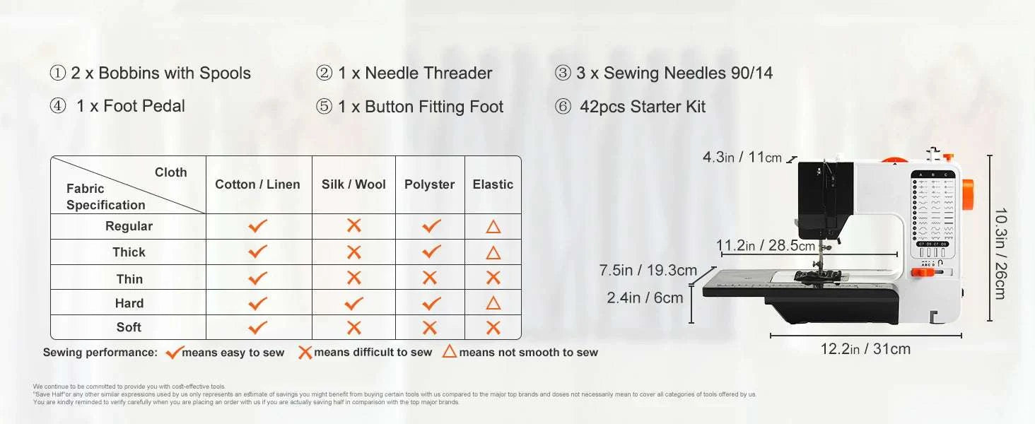 Portable Sewing Machine with 38 Stitches & Dual Speed Control-38 Stitches / United States