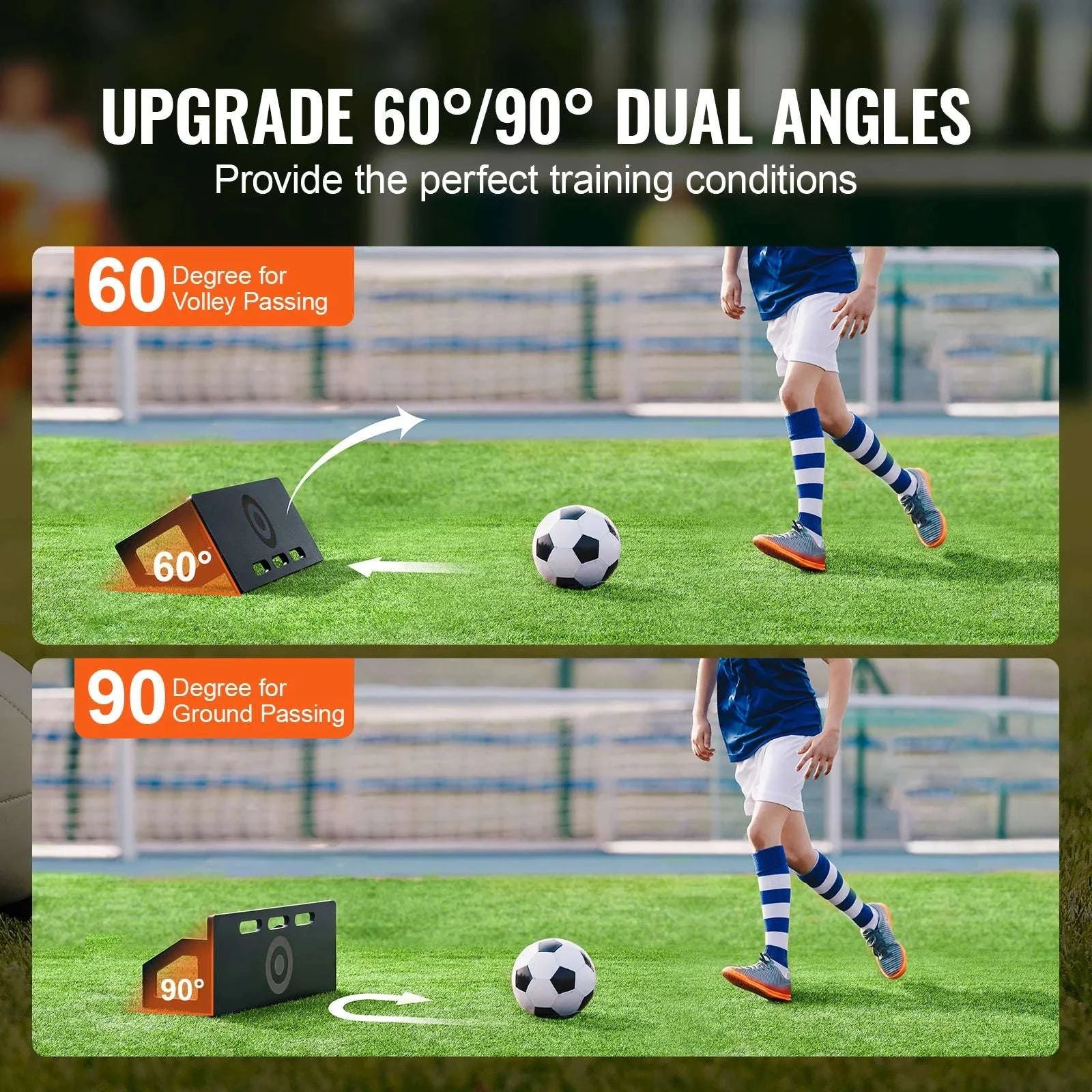Portable Soccer Rebounder Board with 2 Angles Foldable Training Wall-L32 x W12 inch / United States