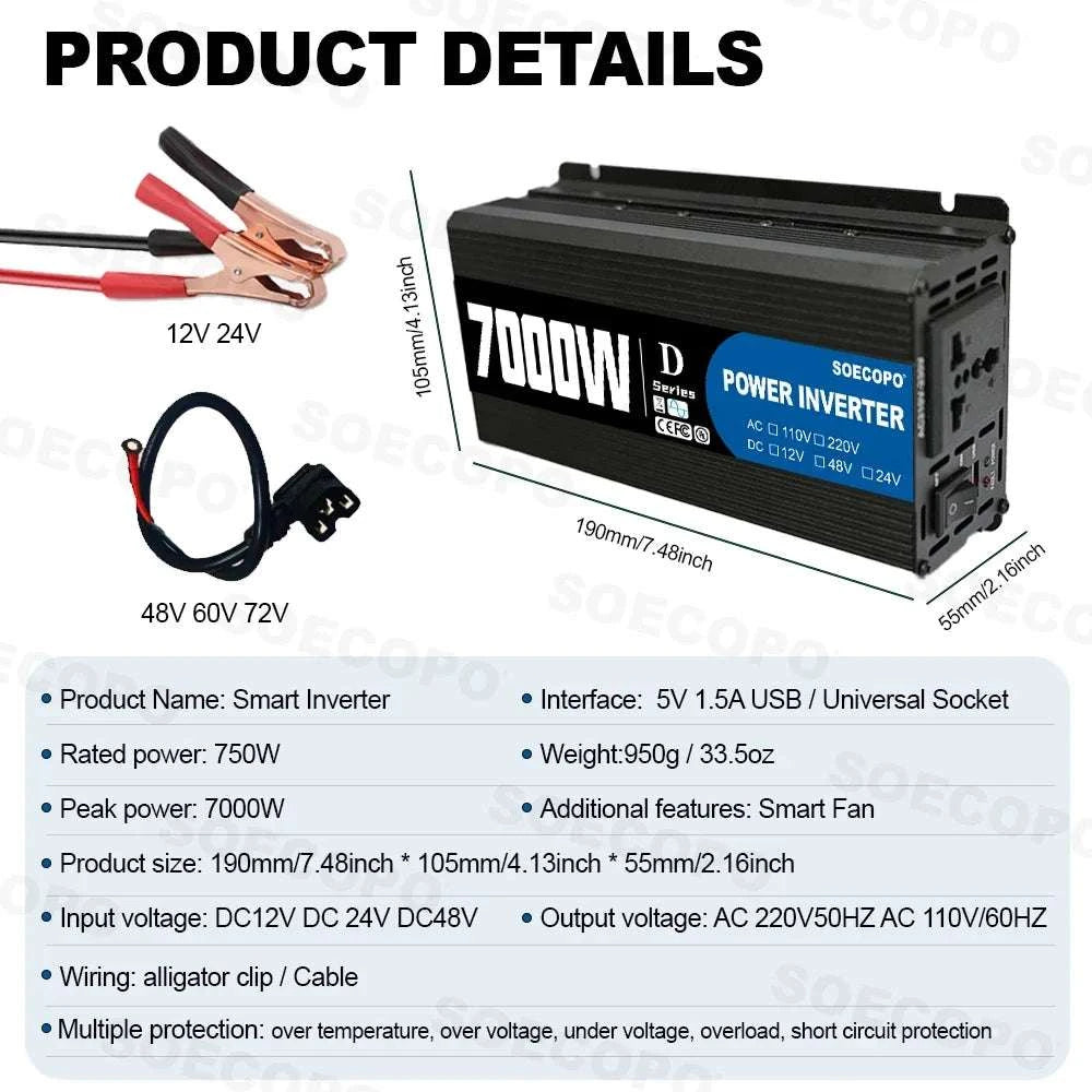 Portable Solar Power Kit 7000W Peak Inverter with 600W Panels-220V Solar Set