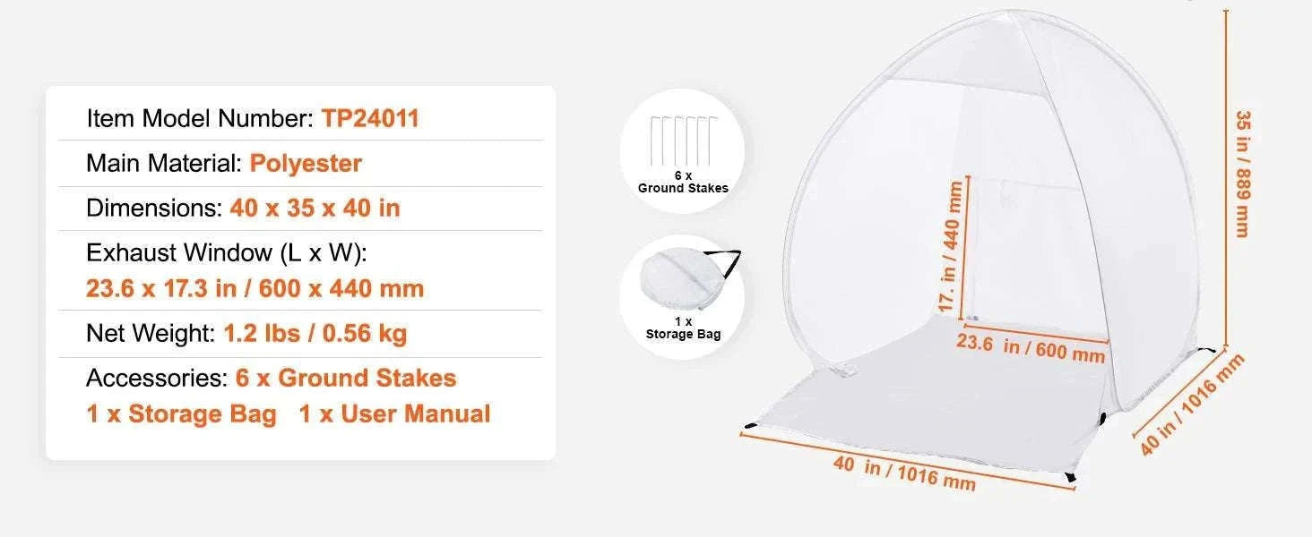Portable Spray Paint Tent 40x35x40in Pop-Up Shelter with Exhaust-40x35x40in / CZECH REPUBLIC