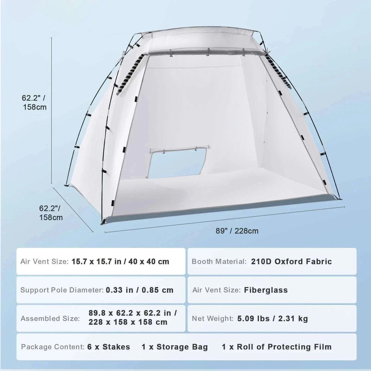 Portable Spray Paint Tent Booth for DIY Furniture & Projects-7.5x5.2x5.2ft / United States