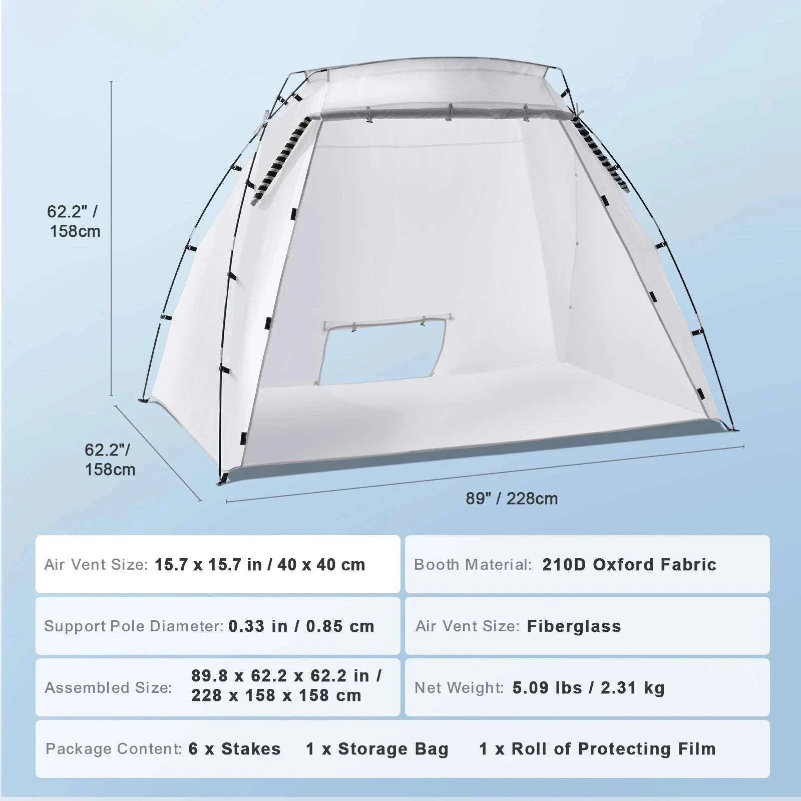 Portable Spray Paint Tent Booth for DIY Furniture & Projects-7.5x5.2x5.2ft / United States