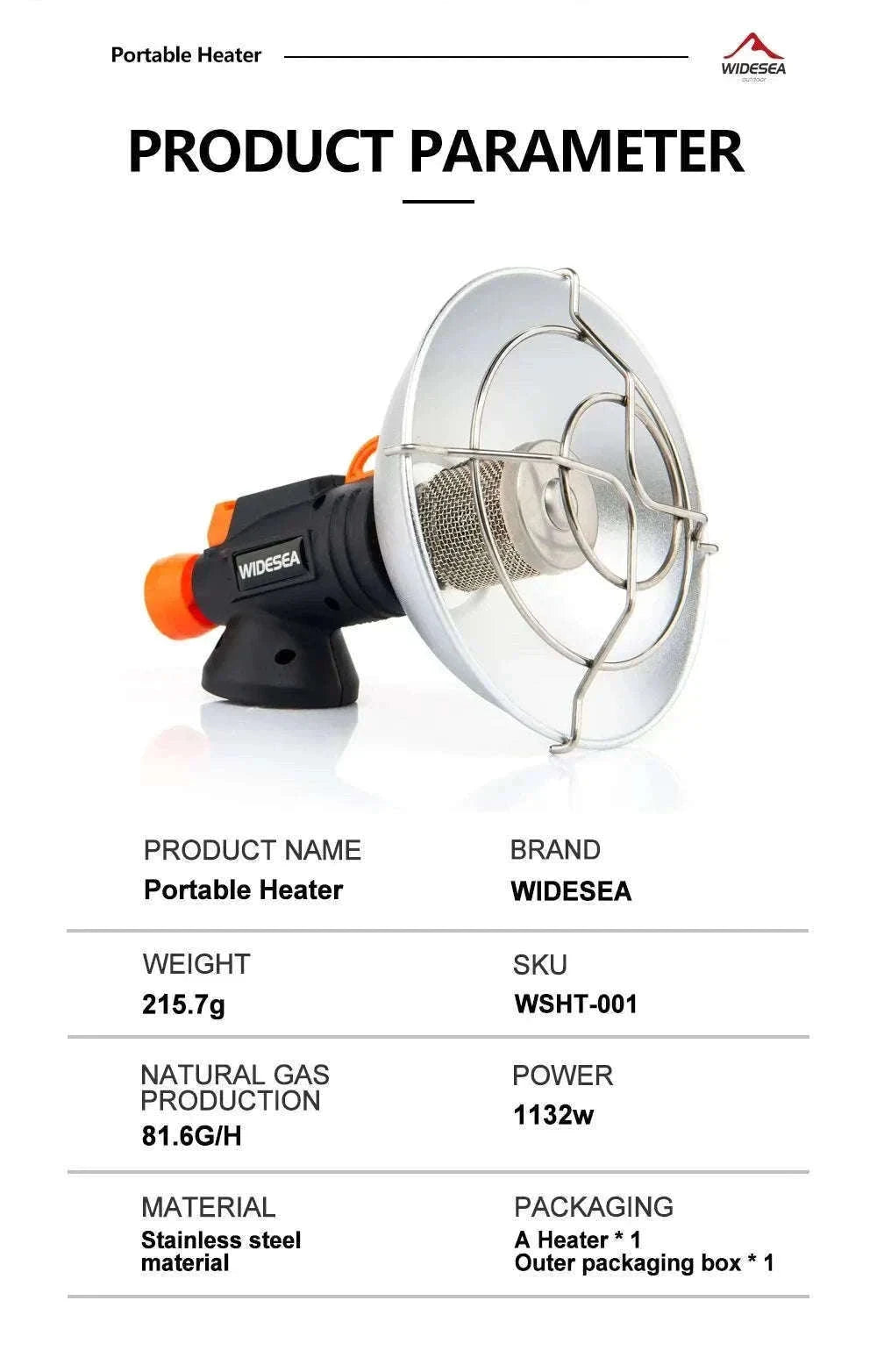 Portable Stainless Steel Camping Heater-WSHT-002