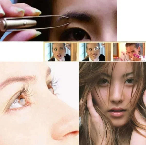 Portable Stainless Steel Eyebrow Tweezer with LED Light-Silver