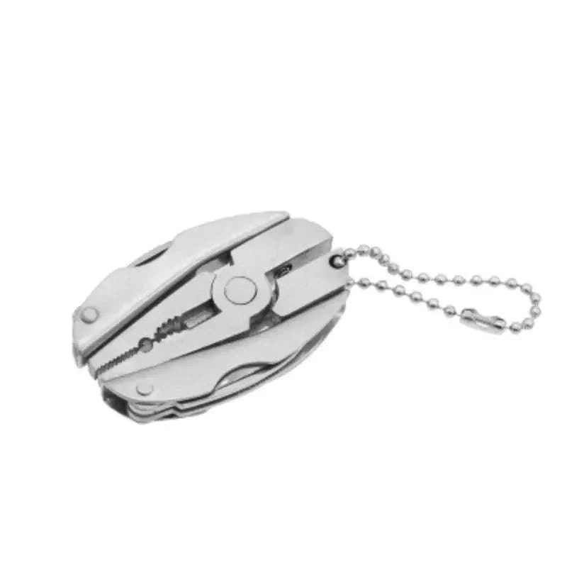 Portable Stainless Steel Multi-Tool Pliers Knife Keychain Screwdriver-Silver
