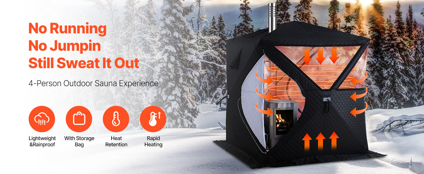 SucceBuy vanjska sauna šator Pro prijenosna para i suha sauna za 4 osobe, teška Oxford tkanina i karbonska čelična konstrukcija za kampiranje, dom