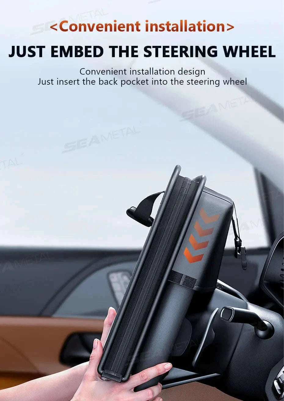 Portable Steering Wheel Foldable Tray with Multi-Pocket Storage-1 pc
