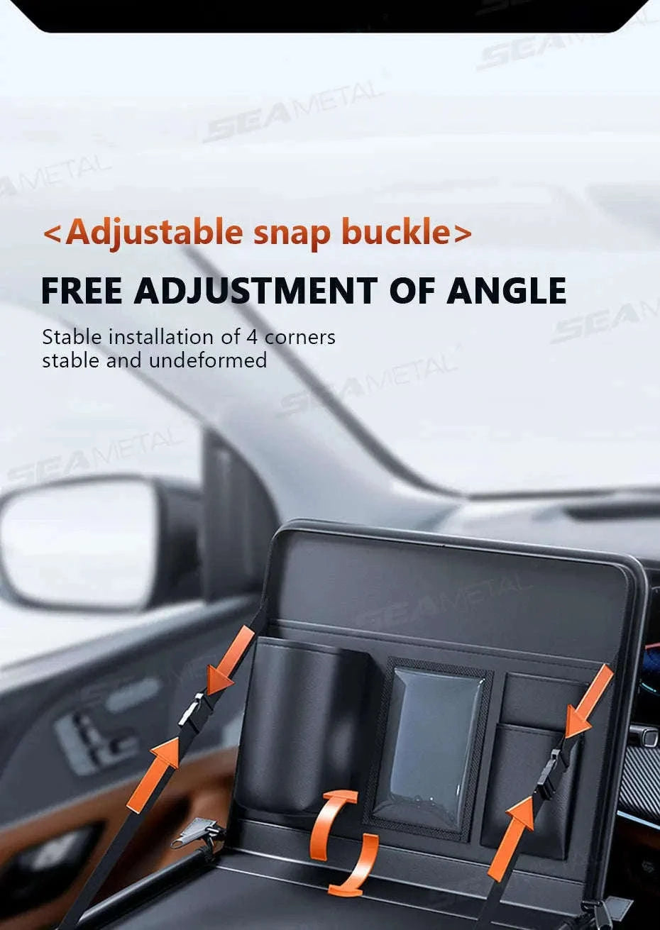 Portable Steering Wheel Foldable Tray with Multi-Pocket Storage-1 pc