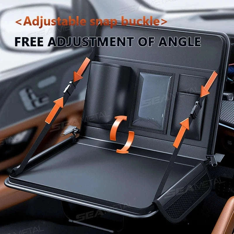 Portable Steering Wheel Foldable Tray with Multi-Pocket Storage-1 pc