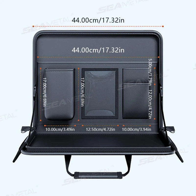 Portable Steering Wheel Foldable Tray with Multi-Pocket Storage-1 pc