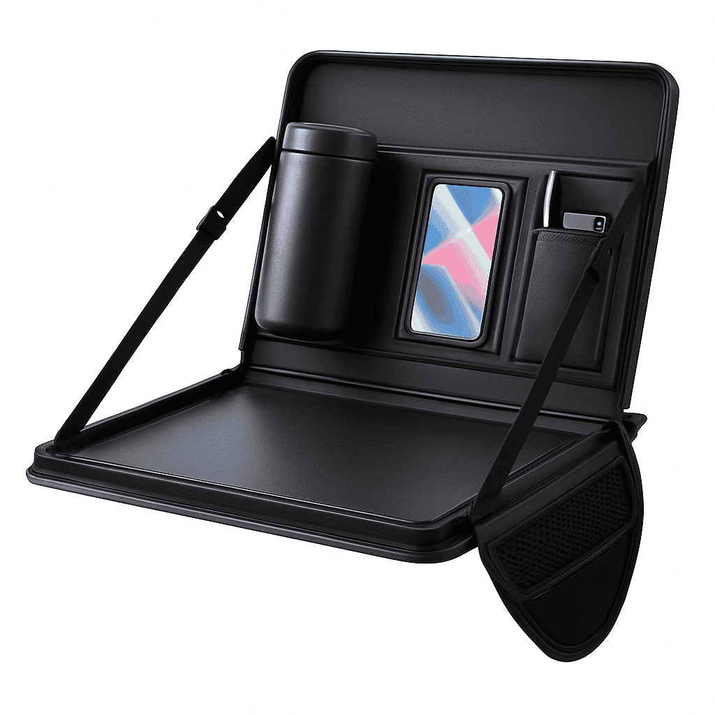 Portable Steering Wheel Foldable Tray with Multi-Pocket Storage-1 pc