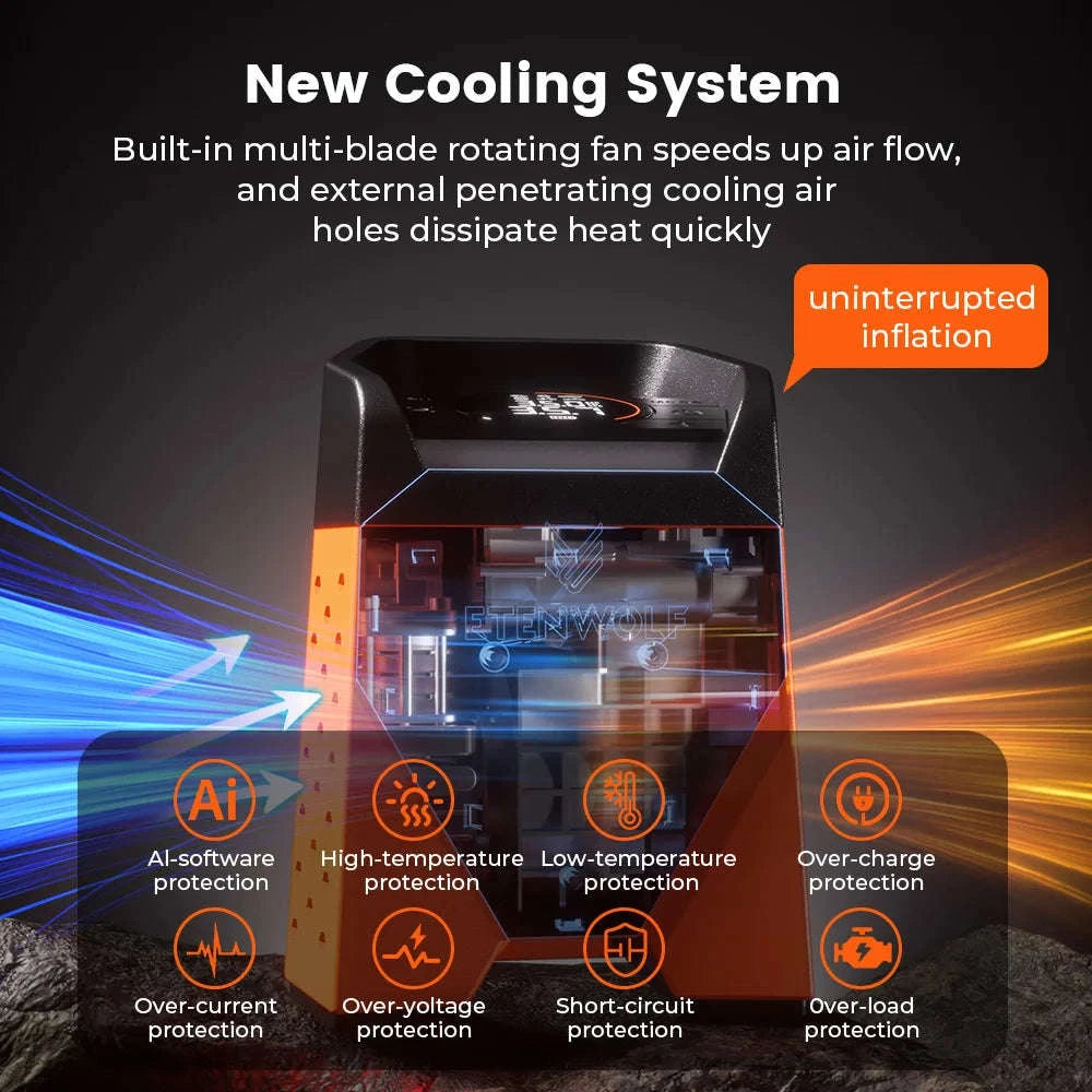 Portable Tire Inflator 160 PSI Air Compressor with 7800mAh Battery-S3se orange