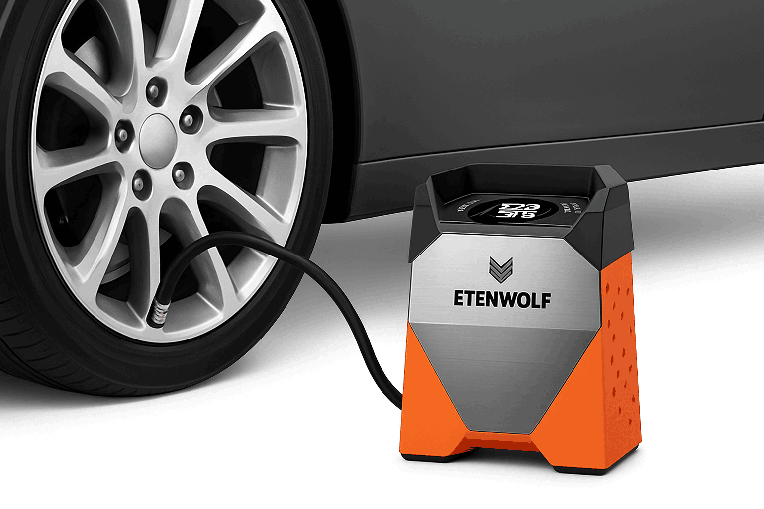 Portable Tire Inflator 160 PSI Air Compressor with 7800mAh Battery-S3se orange
