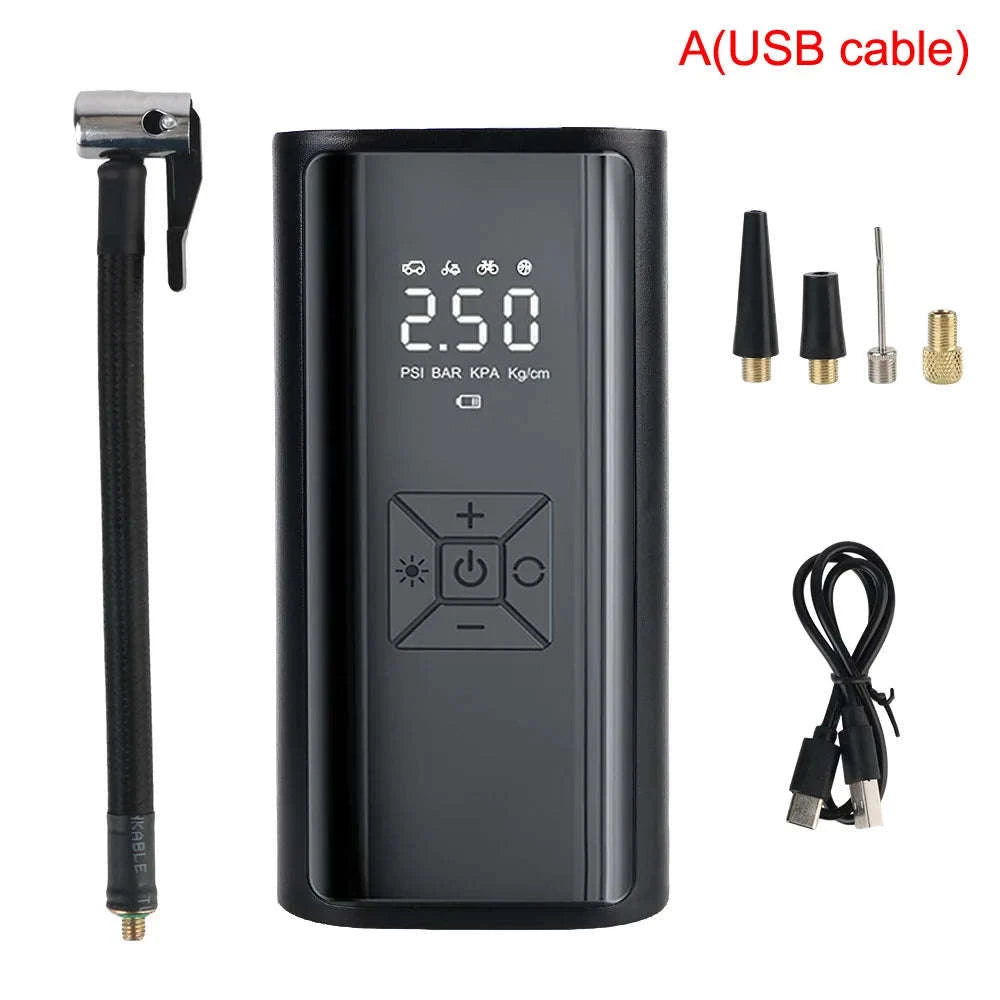 Portable Tire Inflator Air Compressor with LED Light and LCD Display-A