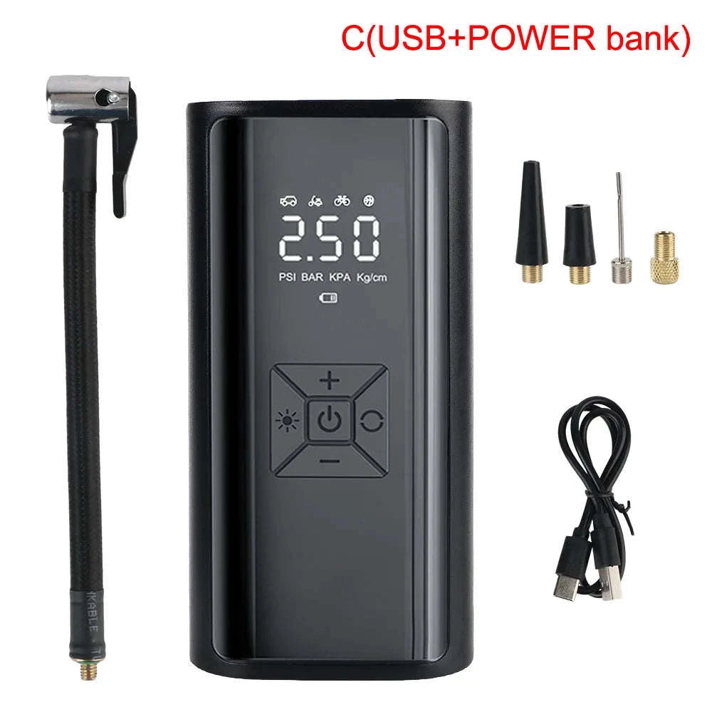 Portable Tire Inflator Air Compressor with LED Light and LCD Display-A