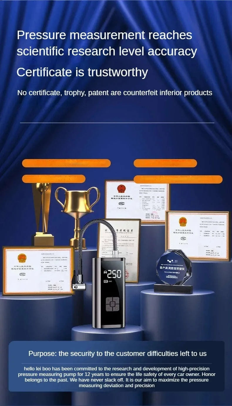 Portable Tire Inflator – Rechargeable Electric Pump-Wireless / Battery Powered / United States