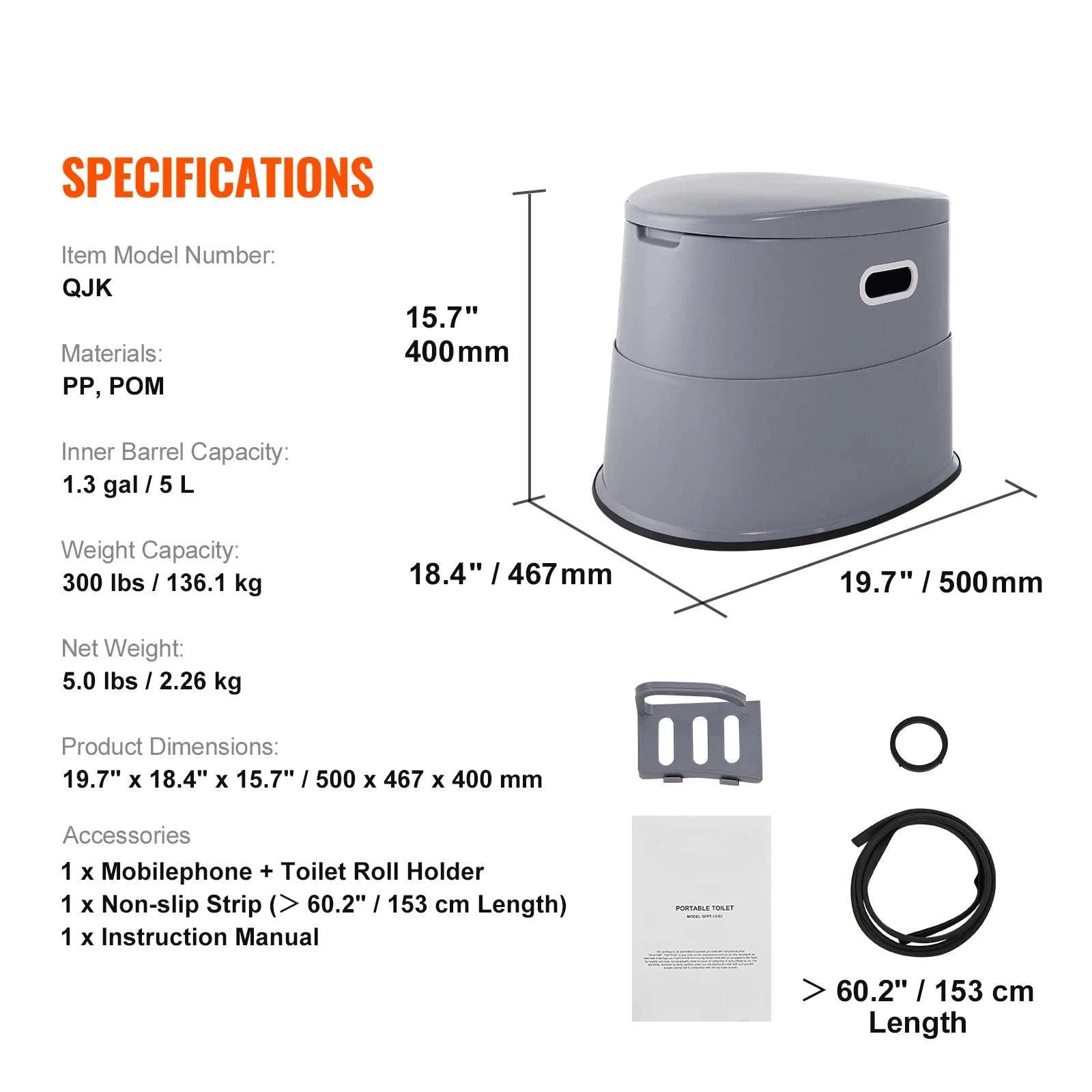 Portable Toilet for Camping with 1.3 Gal Detachable Inner Bucket and Removable Paper Holder-Brown / france