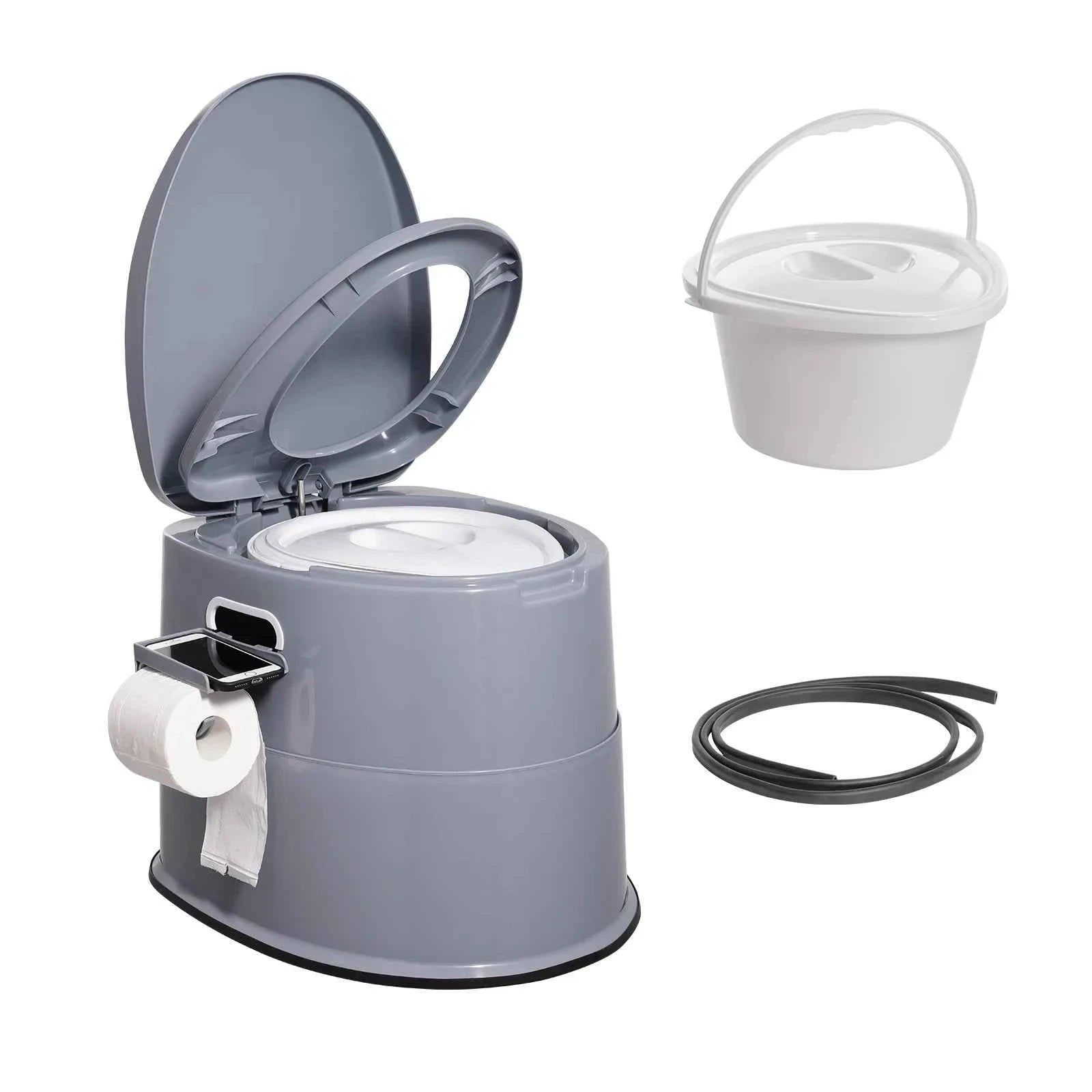 Portable Toilet for Camping with 1.3 Gal Detachable Inner Bucket and Removable Paper Holder-Brown / france