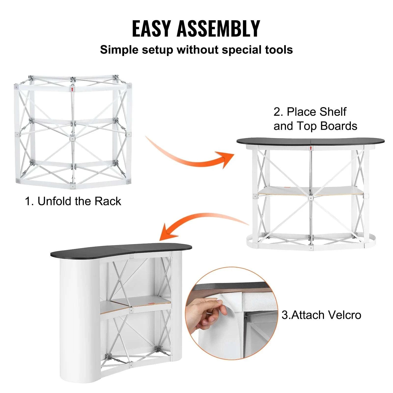 Portable Trade Show Counter Stand Foldable Podium Display Table-White and Black / United States