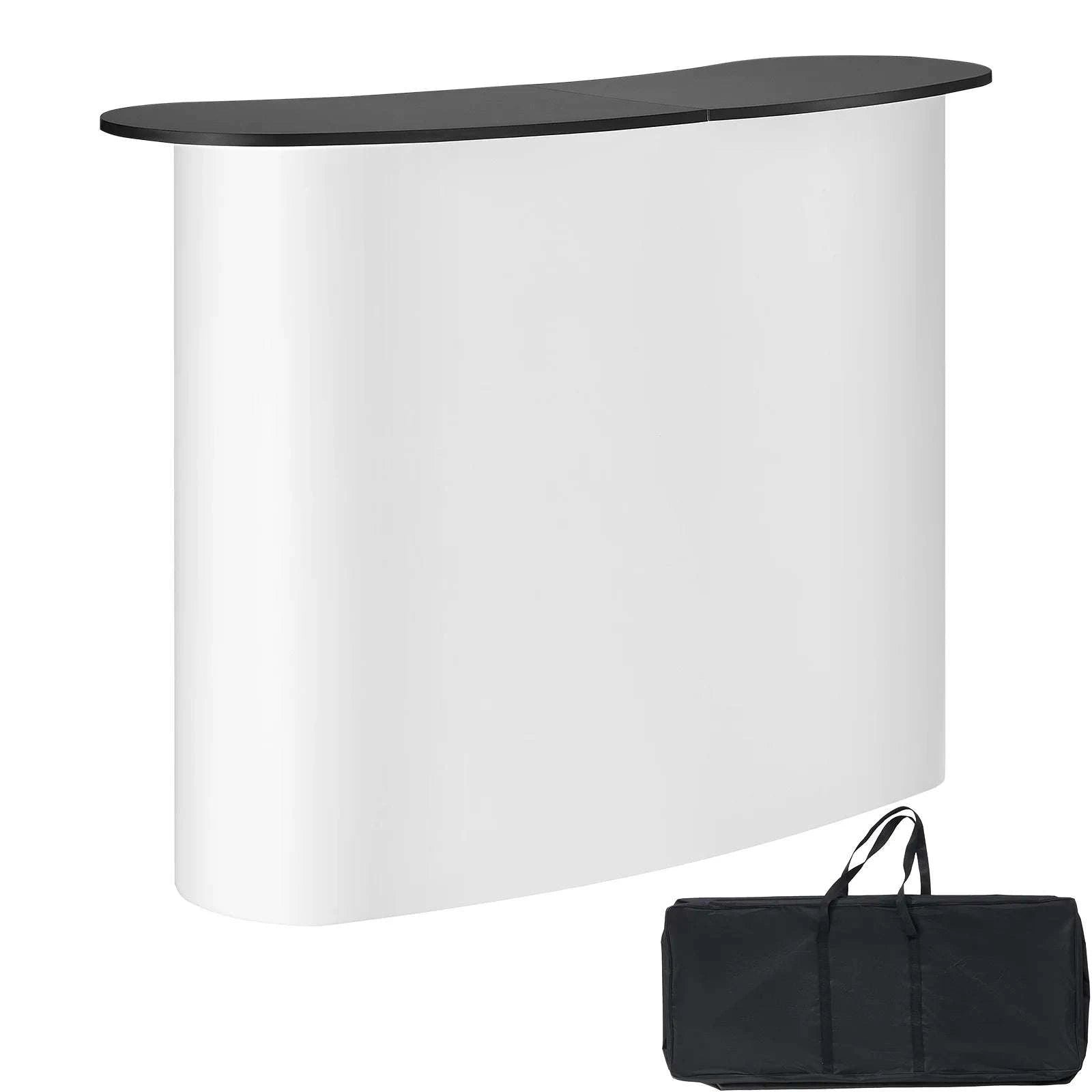 Portable Trade Show Counter Stand Foldable Podium Display Table-White and Black / United States
