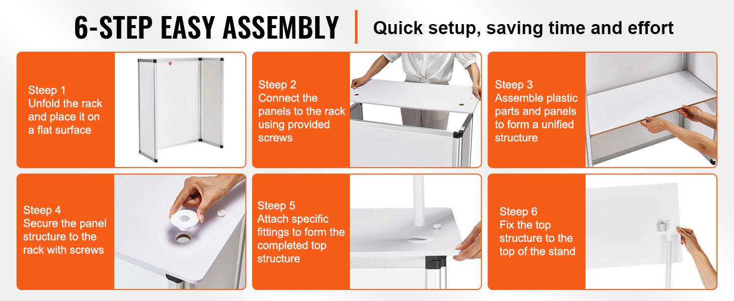 Portable Trade Show Counter Table with Shelf and Display Panel-Pop Up / United States