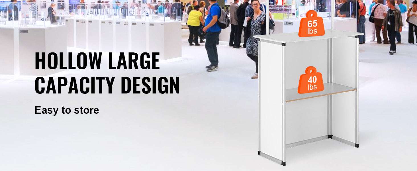 Portable Trade Show Counter Table with Shelf and Display Panel-Pop Up / United States
