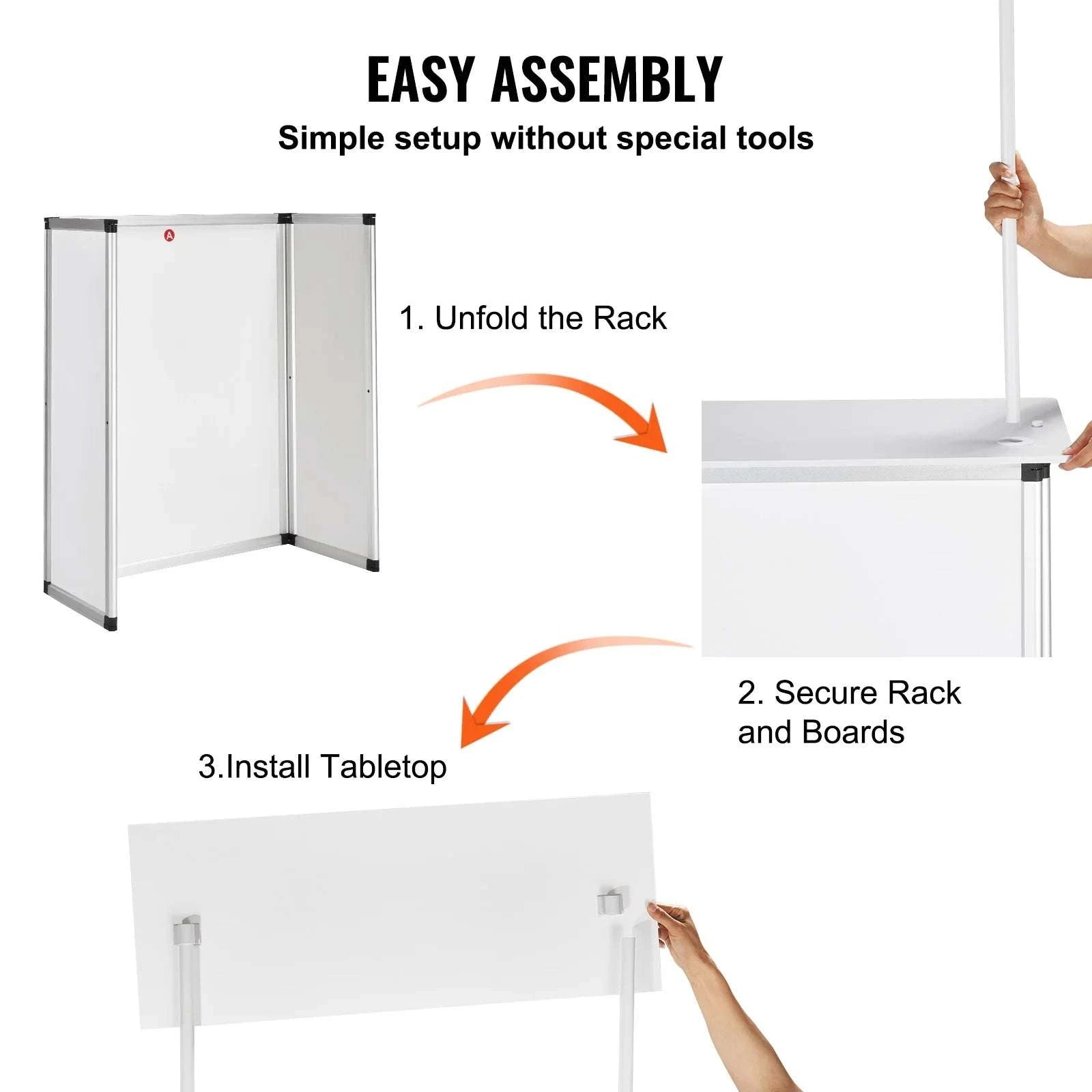 Portable Trade Show Counter Table with Shelf and Display Panel-Pop Up / United States