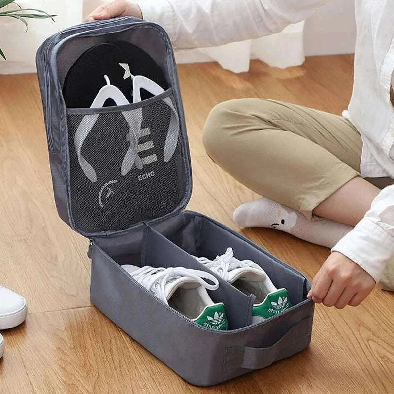 Portable Travel Shoe Bag and Clothes Organizer-gray