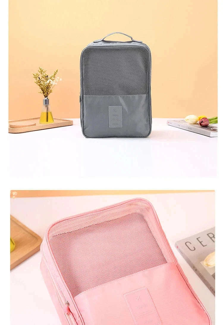 Portable Travel Shoe Bag and Clothes Organizer-gray